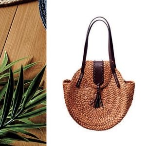 Bay Sky Woven cornhusk straw tote bag